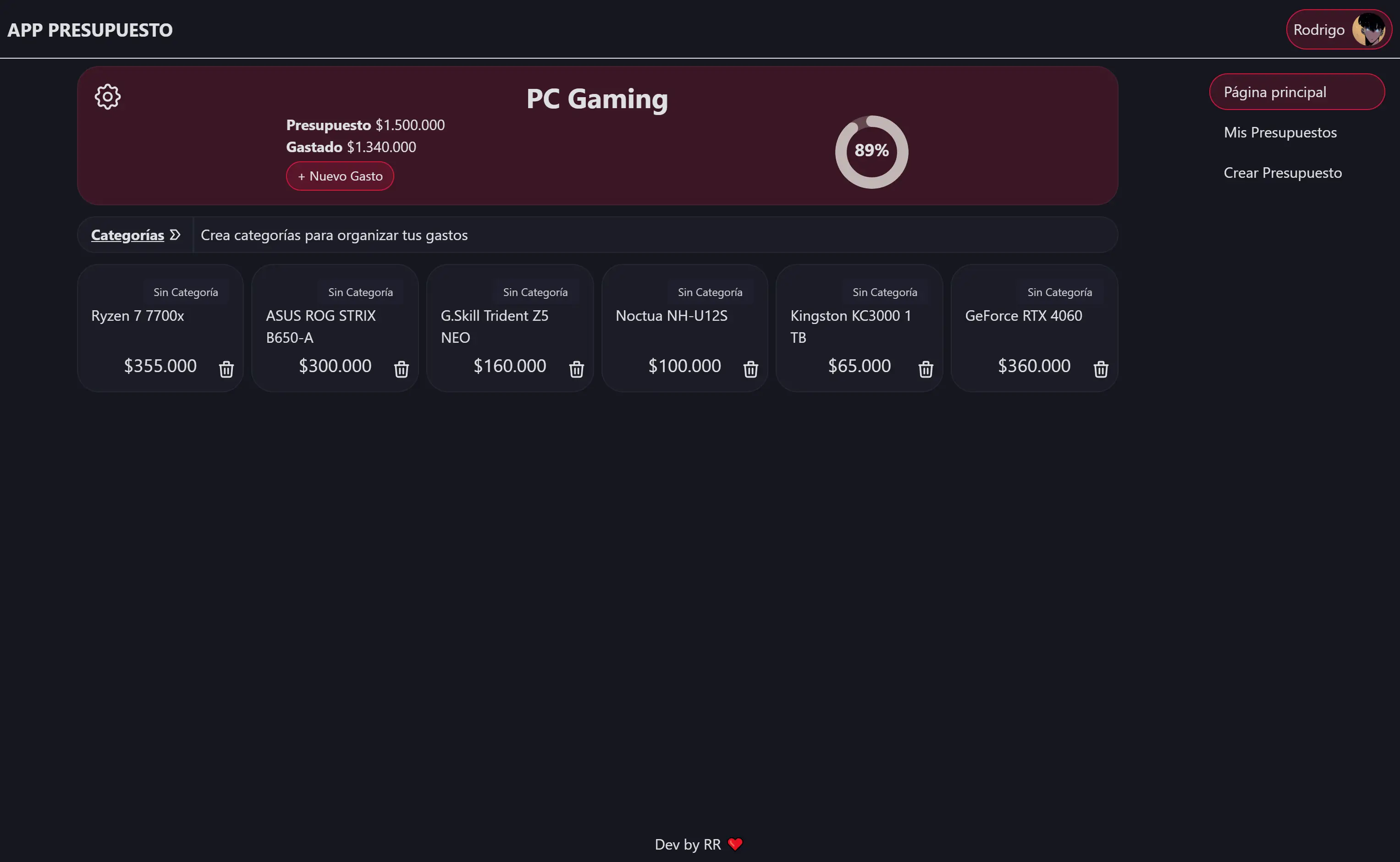 Previsualización de mi app: App de Presupuesto